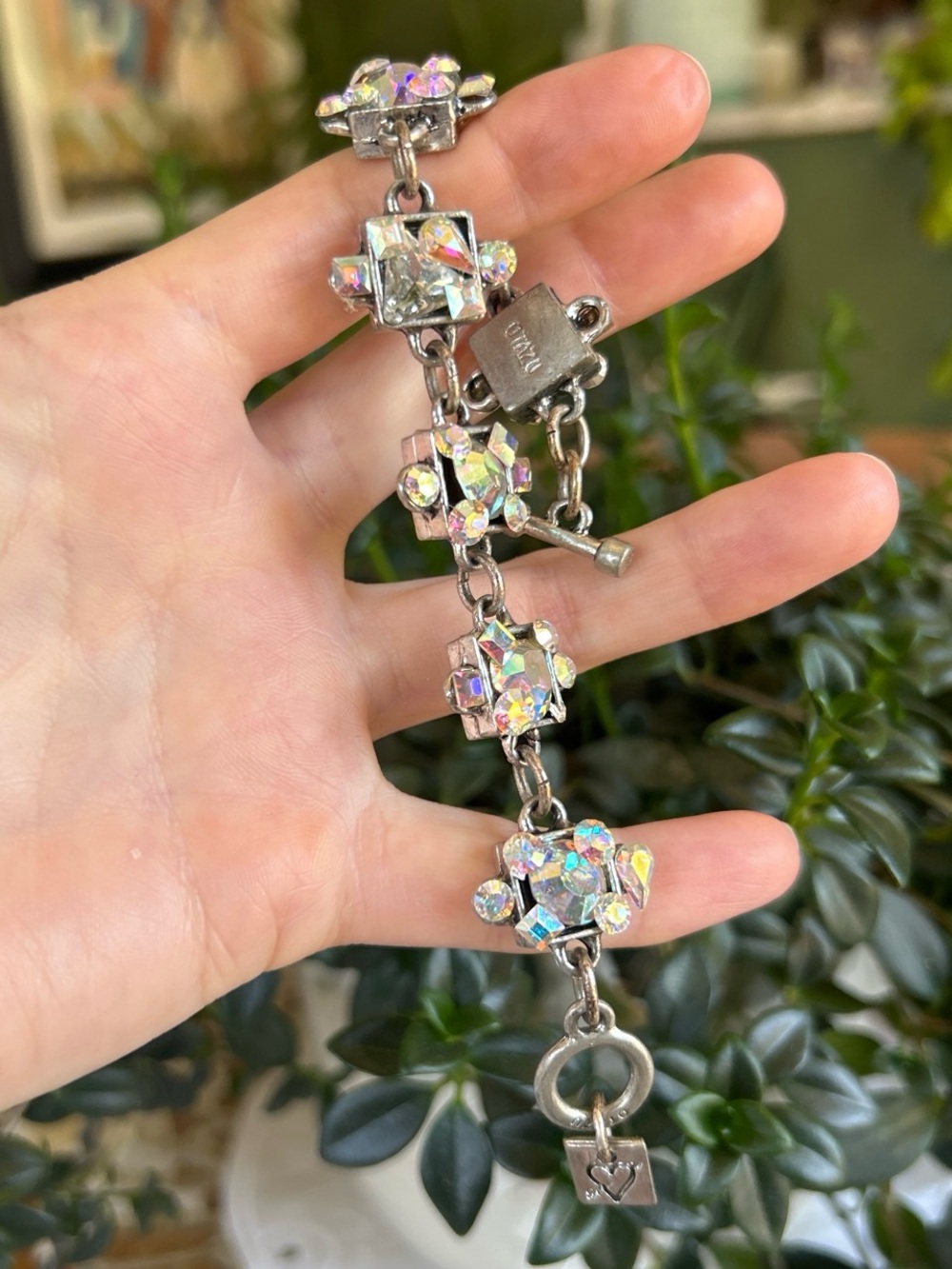 Vintage OTAZU Aurora Crystal Cluster Bracelet - Iridescent AB Stones